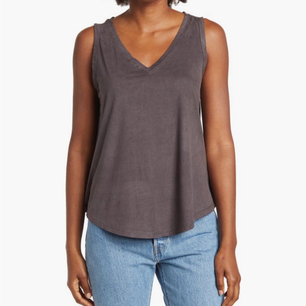 PHILOSOPHY REPUBLIC CLOTHING V-Neck Suede Tank Top